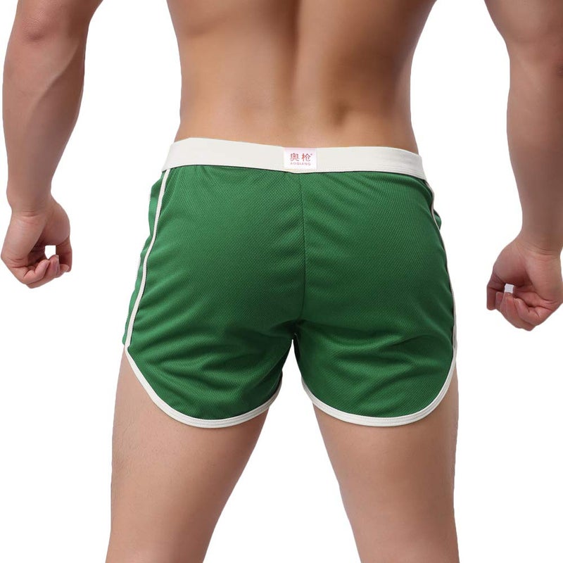 Rexcyril Men's Running Workout Bodybuilding Gym Shorts Athletic Sports Casual Short Pants Medium Green - Image 4
